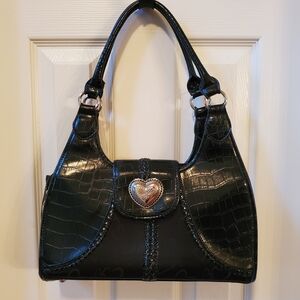 Elegant Black Croc-Embossed Handbag